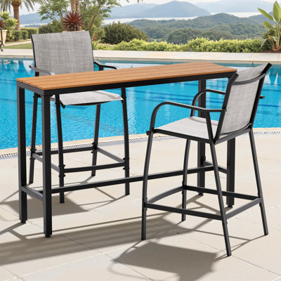 Ensemble repas d'extérieur pour 2 personnes (ensemble 3 pièces, table rectangulaire)