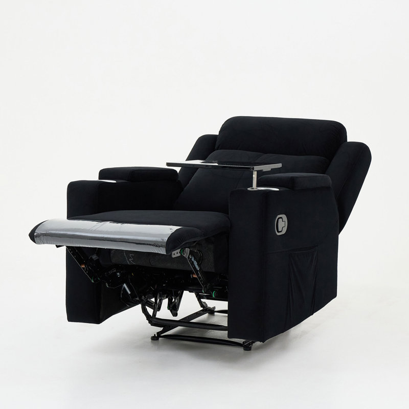 Upholstered Home Theater Recliner Sofa Seat, Black