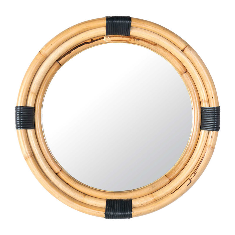 Michael Round Rattan Mirror, Tan