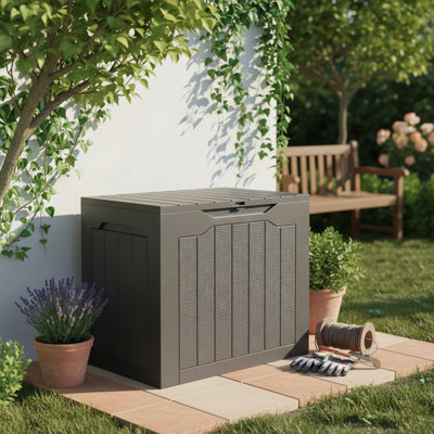 KYEUIN 56cm W 93L Plastic Lockable Deck Box in Brown