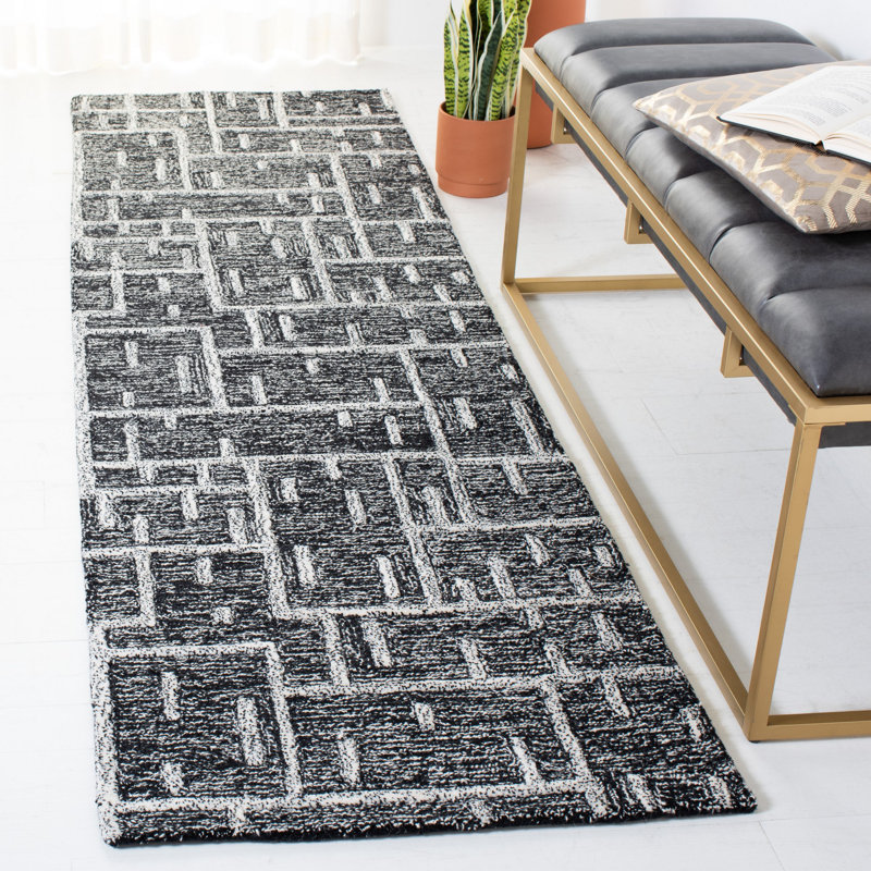 Tapis en laine touffeté à la main Willowood, Tapis de couloir 2 pi 3 po x 8 pi