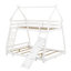 Lit superposé simple au-dessus de la grande maison avec filet d'amusement et rampe d'escalade, blanc