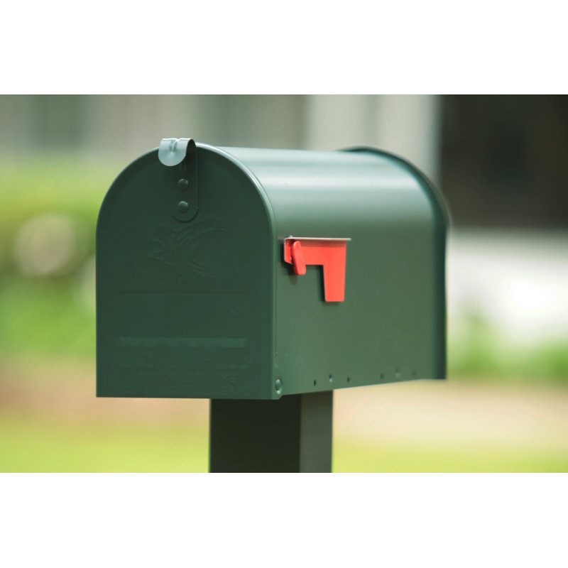 Elite Steel Post Mounted Mailbox, Green