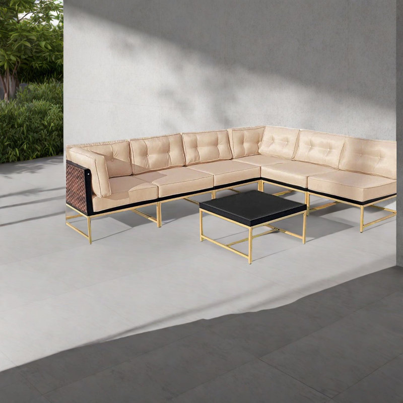 Piece Patio Sofas, Metal Modular Modern Sectional For Backyard