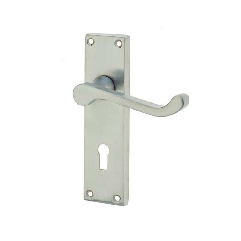 Victorian Scroll Door Handle, Satin Chrome
