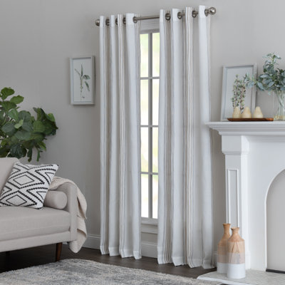 Sawna Polyester / Cotton Light-Filtering Stripped Curtain Panel with Grommet Top