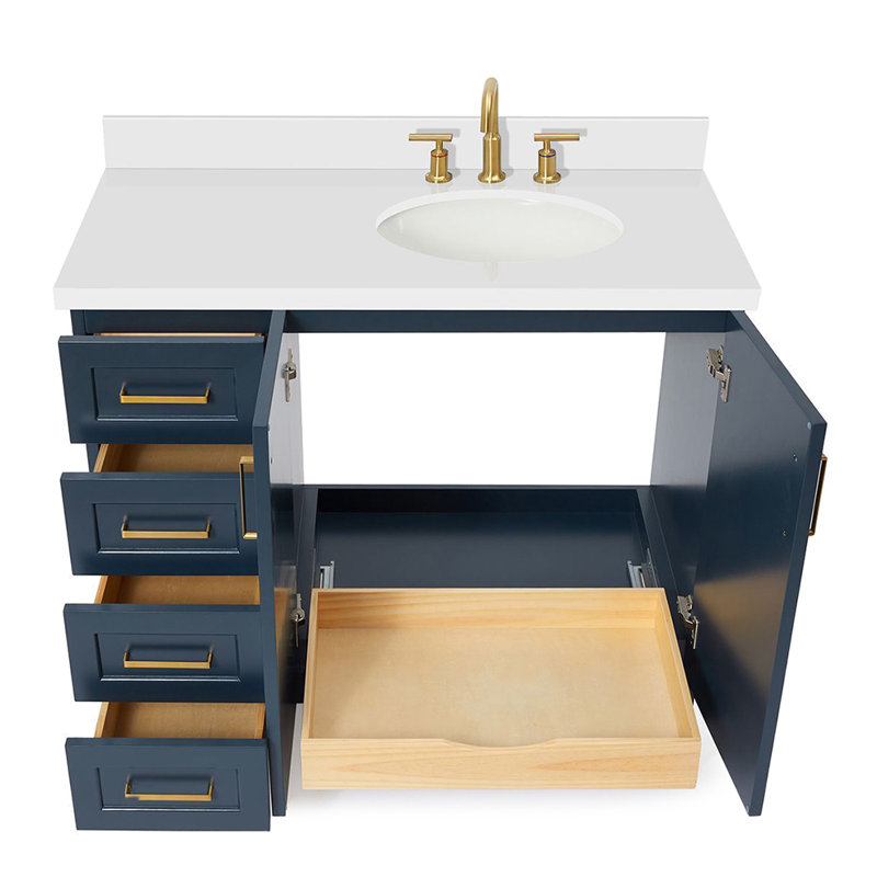 ARIEL TAYLOR 43 IN. RIGHT OFFSET SINGLE OVAL SINK VANITY IN GREY, Midnight Blue
