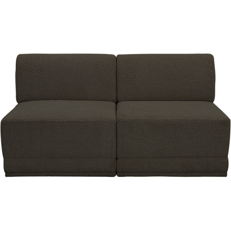 Causeuse rembourrée 60 po Ollie, Tissu brun bouclé
