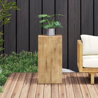 Table de bout semblable au bois, hauteur 27,51 po, teinte naturelle, table de décoration intérieure / extérieure de style bois, option 27,51 po, idéale pour le mélange