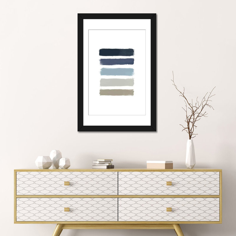 «Stripes», reproduction d'impression sur toile, H 24 po x l 16 po x P 1 po, Papier d'art encadré noir, Blanc