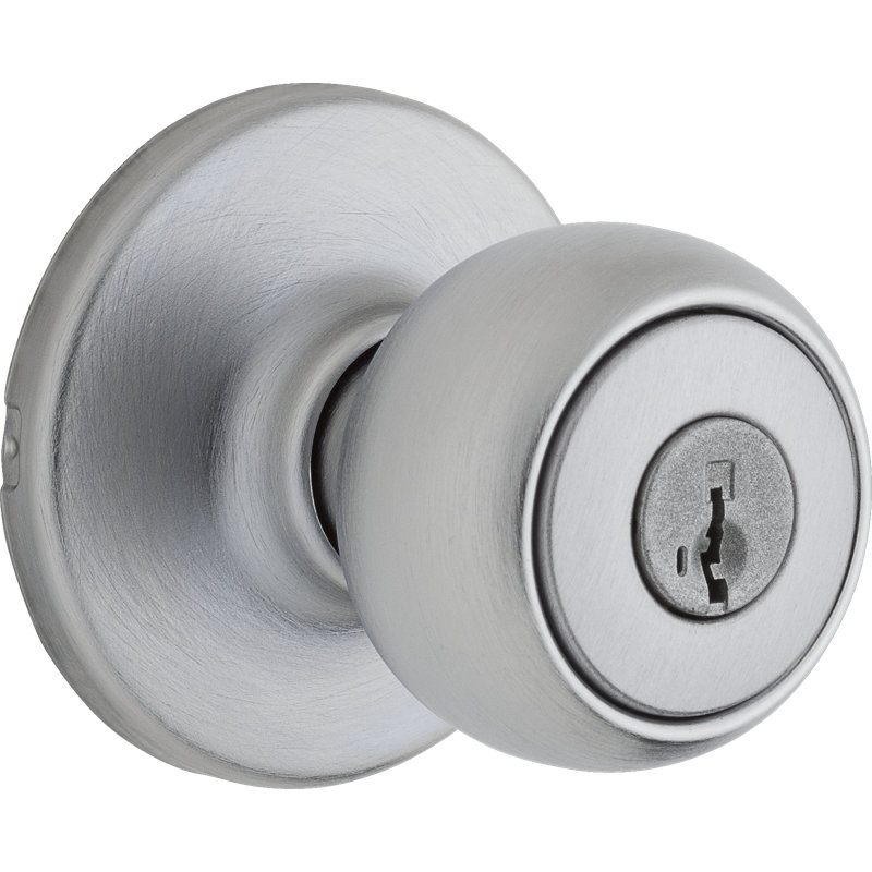 Bouton de porte d’entrée à clé Fairfax, Chrome satiné