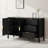 Modern 55.11" Wave-Pattern Sideboard with 3 Drawers, Large Storage Buffet Cabinet with Hooks and Extra Center Leg, Suitable for Living Room, Entryway-1393062773