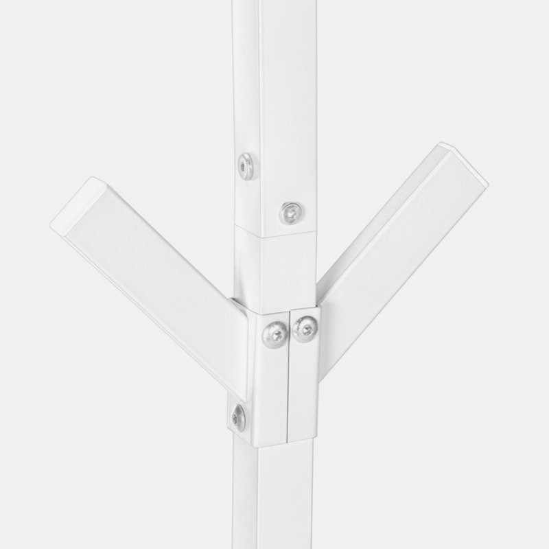 Bordes Coat Rack, Hall Tree, Free Standing, 8 Hooks, Entryway, Bedroom, Metal, Contemporary, White