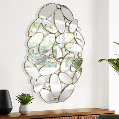Miroir argenté, décoration de salon abstraite en verre 29 po