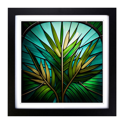 Palm Leaf Stained Glass Effect - Framed Print