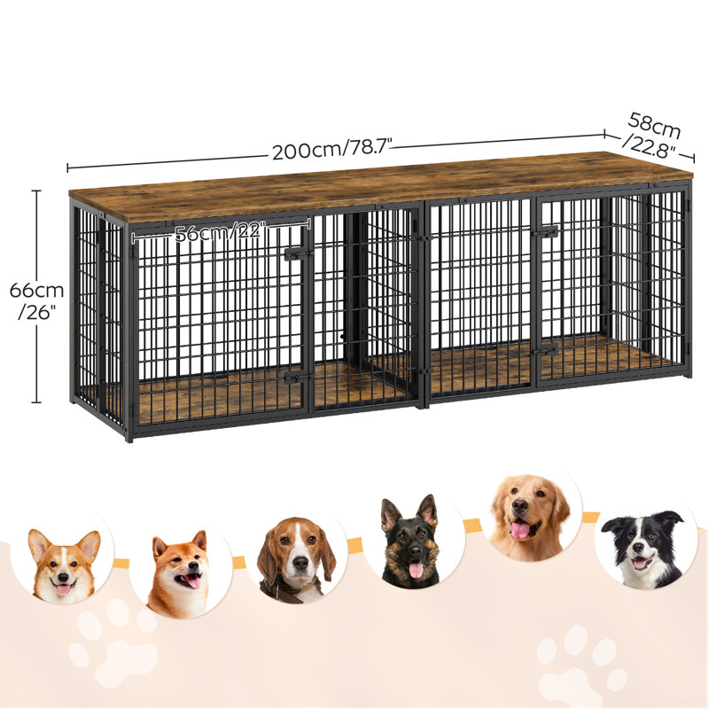 Cage pour chien pliable facile à assembler pour chien 78,7 po avec séparateur amovible, H 26 po x l 78,7 po x P 22,8 po