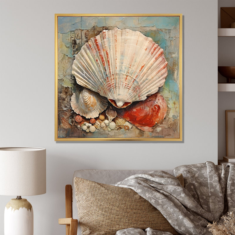 «Redmayne Abstract Seashell Treasures II», reproduction, Cadre flottant doré, H 16 po x l 16 po x P 1 po