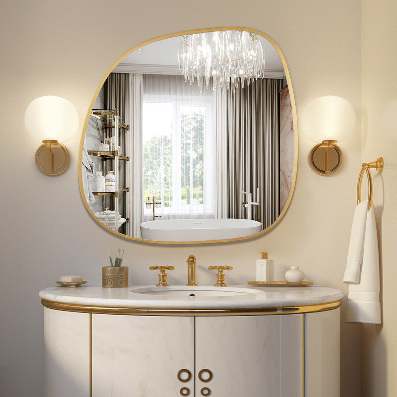 Miroir mural asymétrique pour salle de bain, 27 po x 26 po