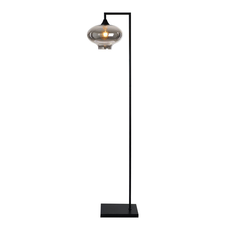 Aeson 155cm Arched Floor Lamp, Black, Smoke