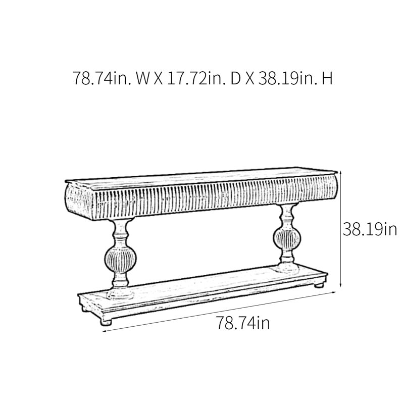Console American Retro, H 38,19 po x l 78,74 po x P 17,72 po