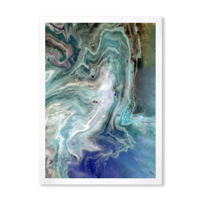 Turquoise liquide, art mural moderne sur toile, H 44 po x l 34 po x P 1,5 po, Impression blanche sur toile encadrée