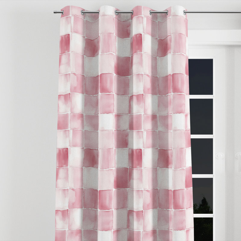 Rideaux obscurcissant French Country Room - Rideau patchwork rose et blanc avec œillets Patchwork - 1 panneau