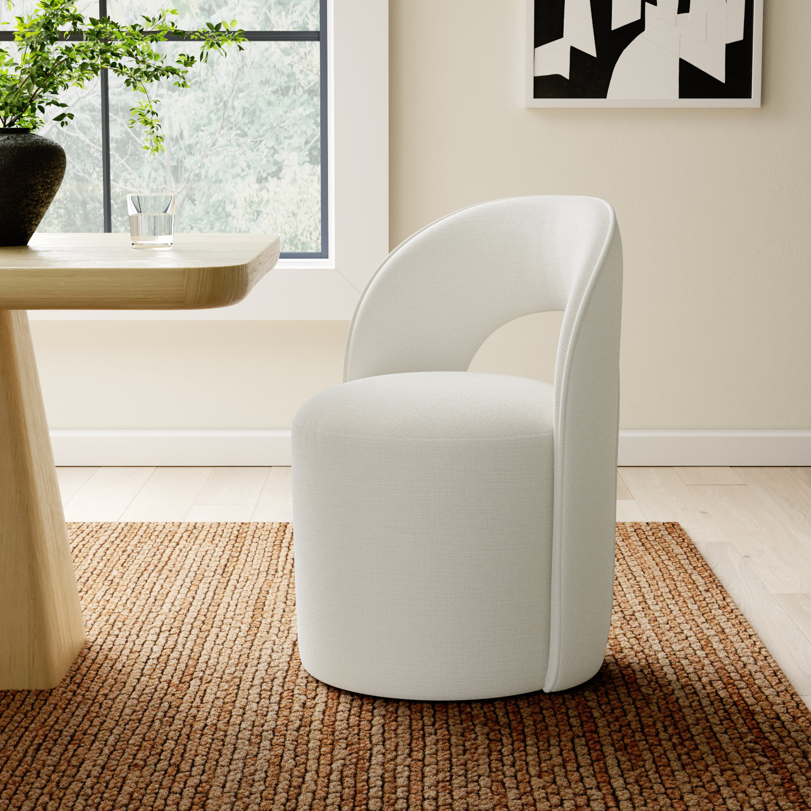Neta Linen Dining Chair, Flannigan Cotton Tweed