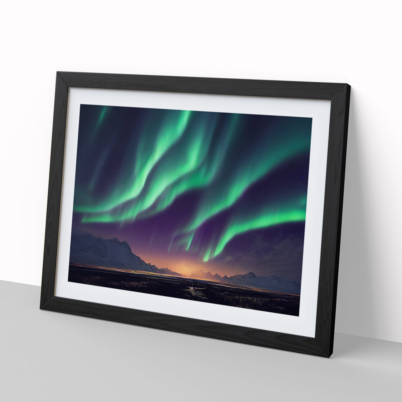 Fabulous Northern Lights - Single Picture Frame Print, Black Framed, 46cm H x 64cm W x 2cm D