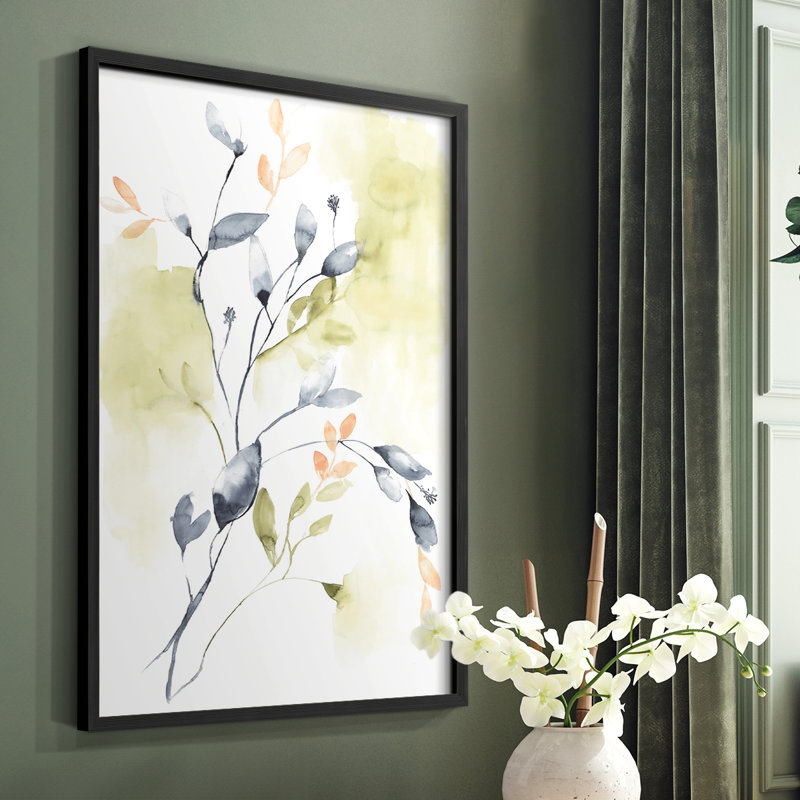 «Sweet Leaves II», reproduction encadrée - bois massif, Noir, H 14 po x l 11 po