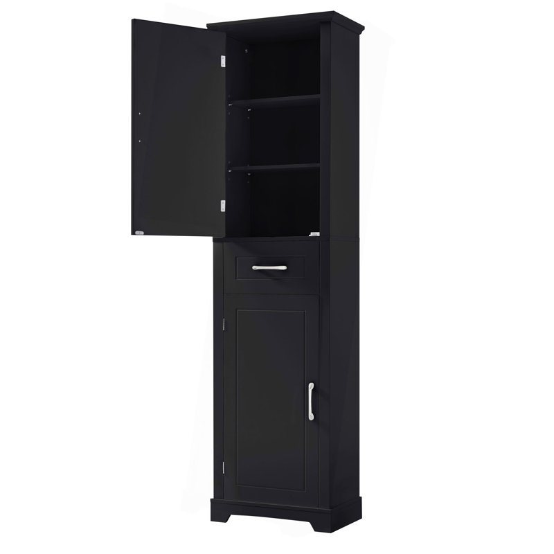Tall Bathroom Storage Cabinet, Freestanding Storage Cabinet With Two Doors And Adjustable Shelves, Door Shelve Design, MDF Board With Painted Finish