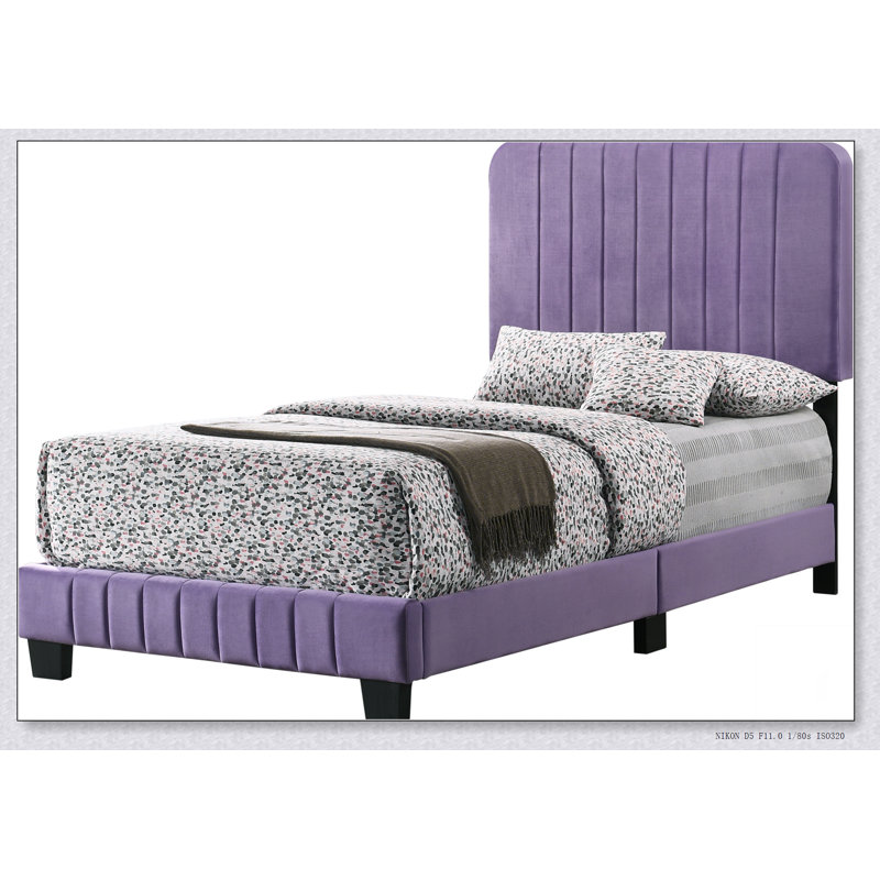 Upholstered Bed Frame, Twin, Purple