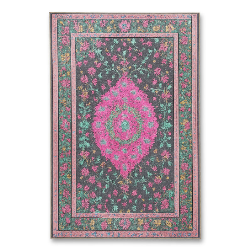 Tapis noir tissé à motif lavable traditionnel Mosso, 3'3" x 4'11"