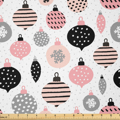 Fabric by the meter, Christmas baubles, multi -colored, 1 meter