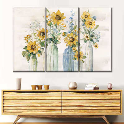 Tournesol spectaculaire sur toile, ensemble de 3 pièces