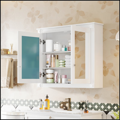 Armoire de rangement murale pour salle de bain avec 2 miroirs et étagères réglables, armoire à pharmacie moderne et durable pour une fonctionnalité accrue
