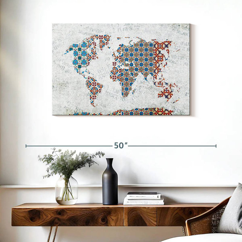 Aliaz Floral Tiles World Map