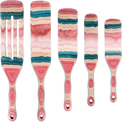 Ensemble d'ustensiles de cuisine A5-3, ensemble d'ustensiles de cuisine, ensemble d'ustensiles de cuisine de cuisine de Pakkawood, cuillère de spatule de service en bois appartement essentiel, cadeau maison et cuisine