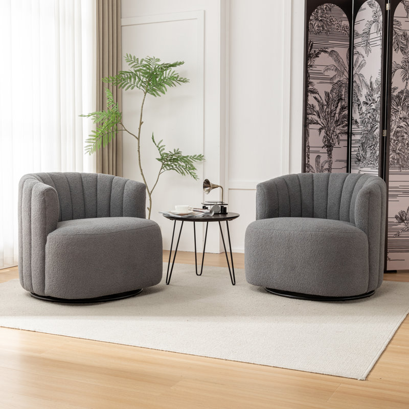 Fauteuil demi-tonneau pivotant Musaab, Ourson gris