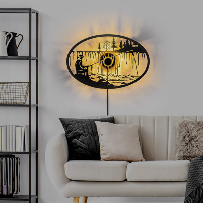 Lampe murale moderne noire 22,8 po x 15,0 po x 3,5 po | Fabrication 100% métal, 40 W | Câble de 78,7 pouces avec interrupteur marche / arrêt, indice de protection IP20 | Éclairage élégant pour la maison, le bureau et les espaces de vie, conception facile à brancher
