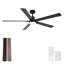Ventilateur de plafond noir moderne 60 pouces avec éclairage intégré et télécommande, moteur à courant continu homologué ETL