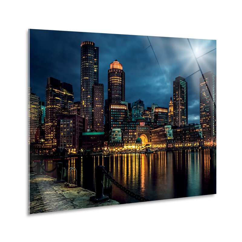 Melbourne By Night by Giallobus - No Frame Print on Glass, 65cm H x 95cm W