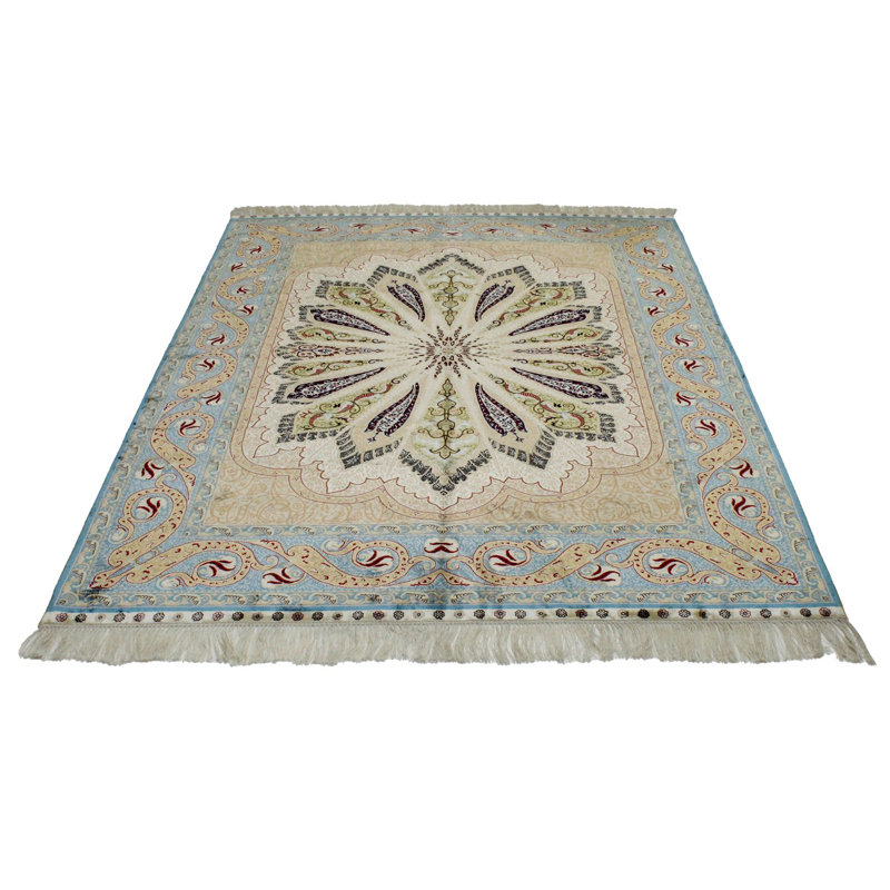 Tapis turc ivoire et bleu 5 x 7