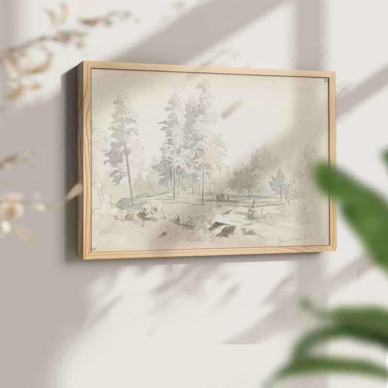 Croquis rétro - XXIX - Reproduction encadrée - Restickable, H 8 po x l 10 po, Naturel