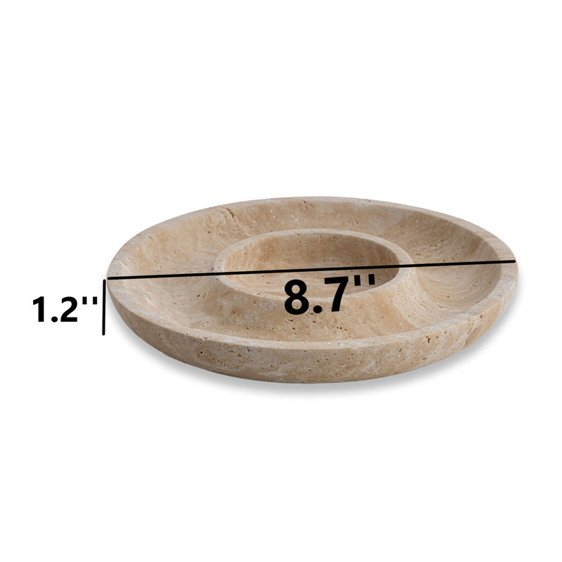 100% Marble Round Bathroom Tray, Beige