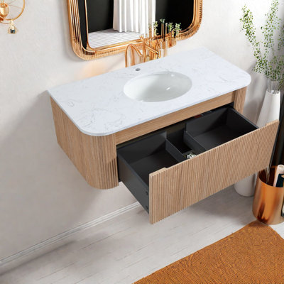 Meuble-lavabo moderne avec lavabo, marbre en bois aggloméré, salle de bain peu encombrante