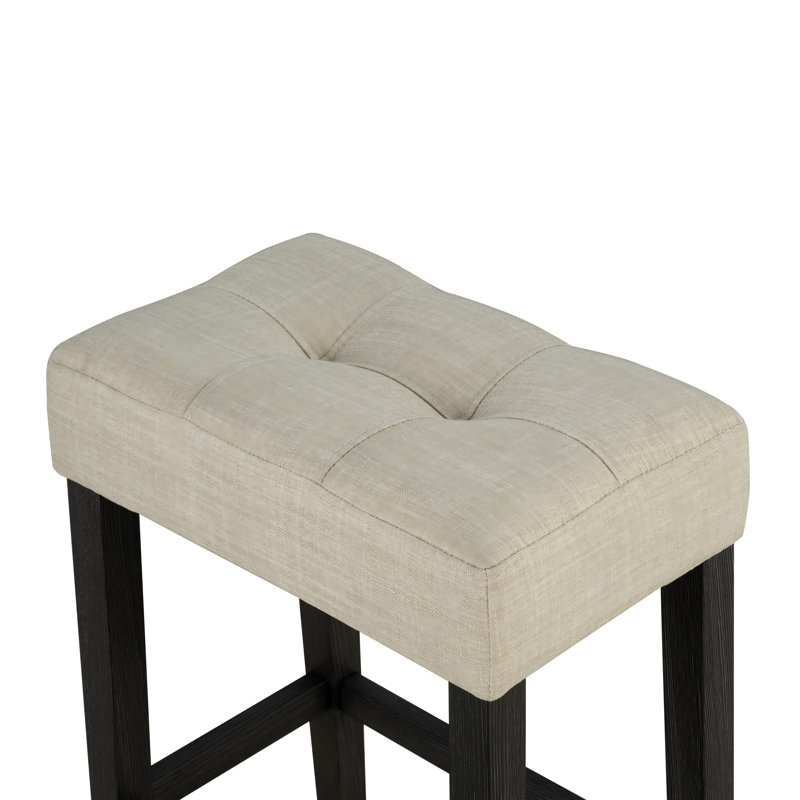 Transitional Bar Table Set With Upholstered Tufted Stools,Set Of 3