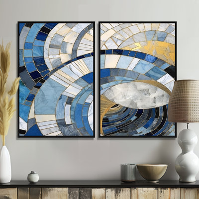 Gold Constructing Blue Realms I - Impressions d'art moderne sur toile