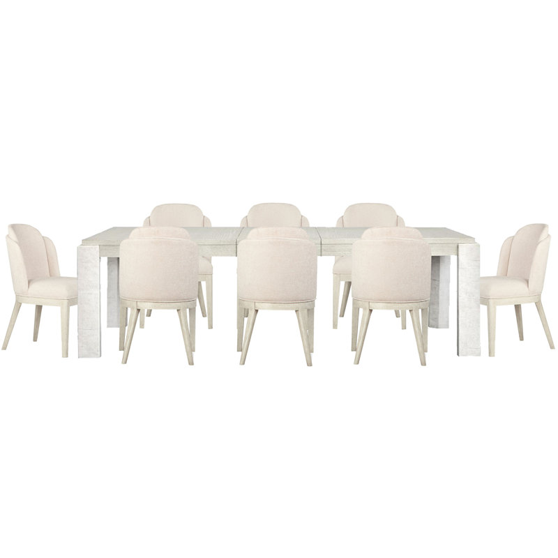 Table de salle à manger extensible rectangulaire avec 8 chaises, 9 pièces: table, 8 chaises