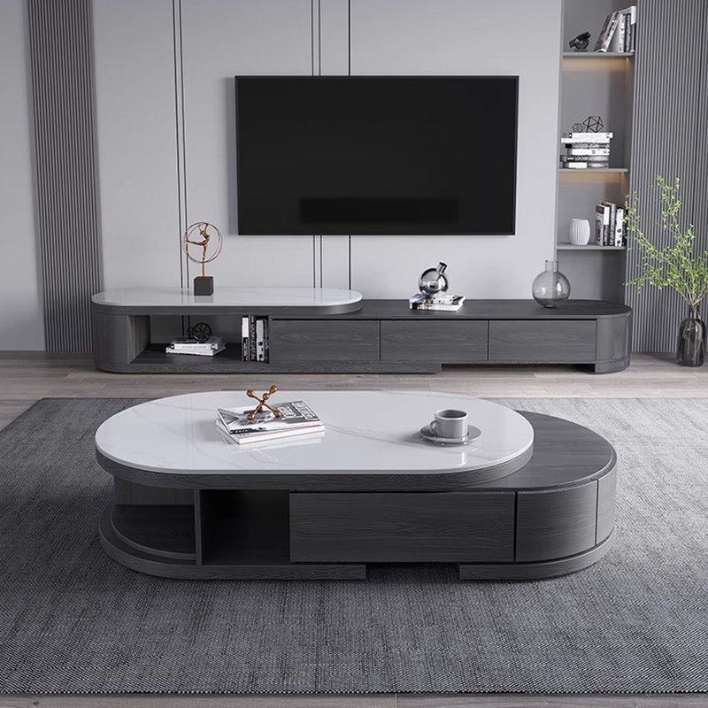 Light Luxury Retractable Rock Slab Coffee Table