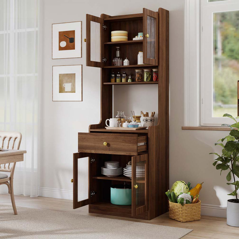 Farmhouse Storage Cabinet with Microwave Stand